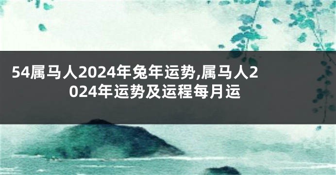 54属马人2024年兔年运势,属马人2024年运势及运程每月运