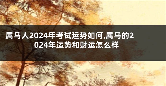 属马人2024年考试运势如何,属马的2024年运势和财运怎么样