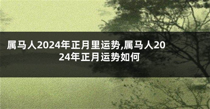 属马人2024年正月里运势,属马人2024年正月运势如何