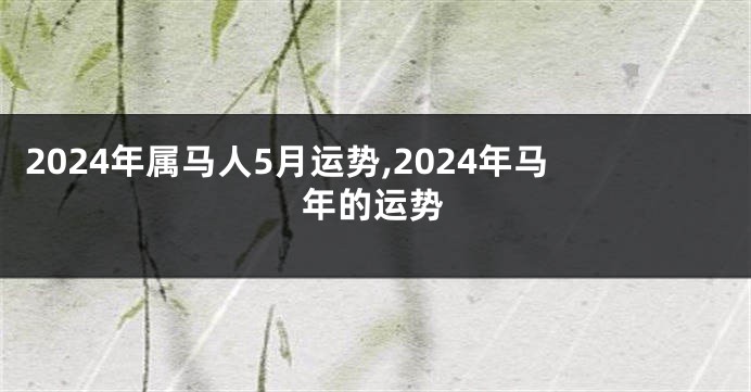 2024年属马人5月运势,2024年马年的运势