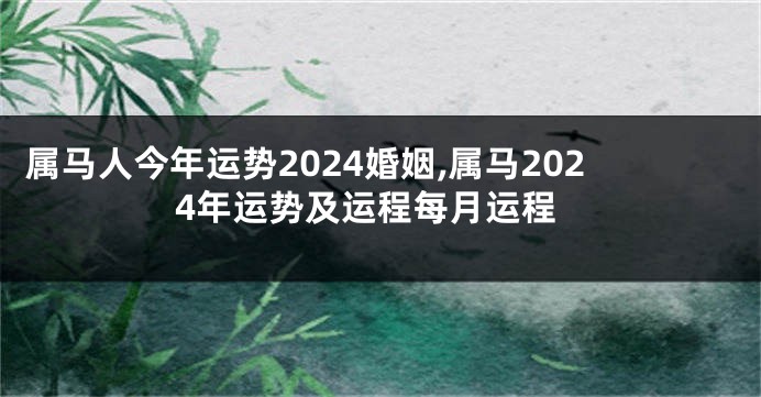 属马人今年运势2024婚姻,属马2024年运势及运程每月运程