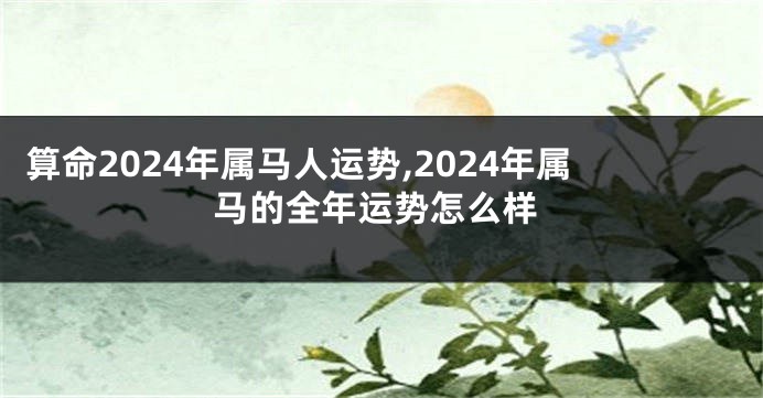 算命2024年属马人运势,2024年属马的全年运势怎么样