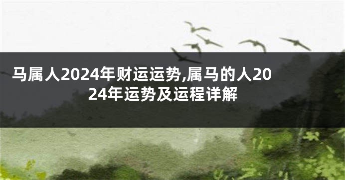 马属人2024年财运运势,属马的人2024年运势及运程详解