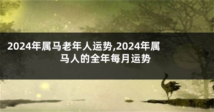 2024年属马老年人运势,2024年属马人的全年每月运势