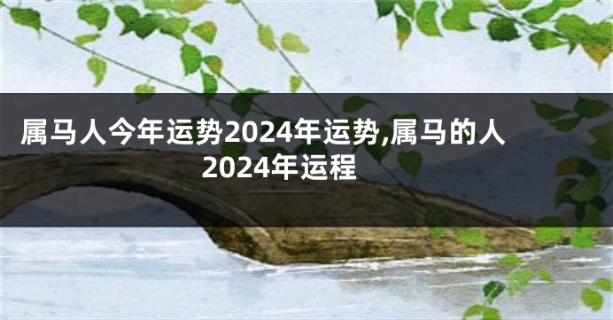 属马人今年运势2024年运势,属马的人2024年运程