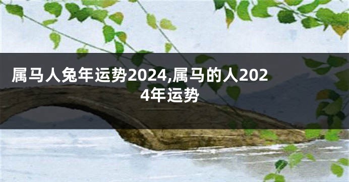 属马人兔年运势2024,属马的人2024年运势