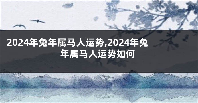 2024年兔年属马人运势,2024年兔年属马人运势如何