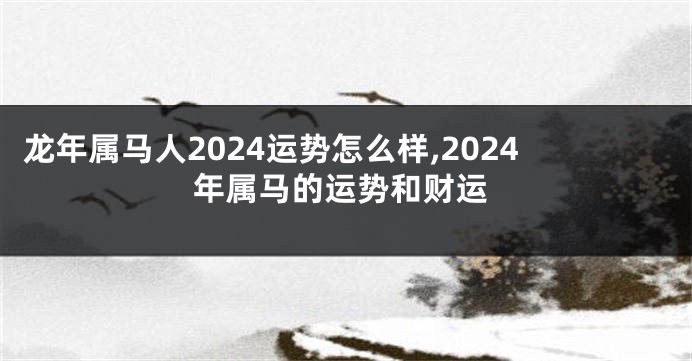 龙年属马人2024运势怎么样,2024年属马的运势和财运