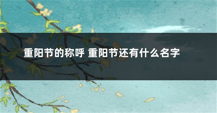 重阳节的称呼 重阳节还有什么名字