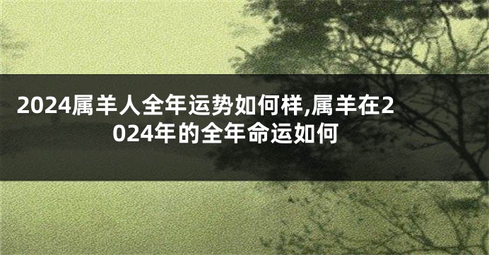 2024属羊人全年运势如何样,属羊在2024年的全年命运如何