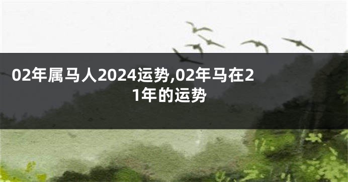 02年属马人2024运势,02年马在21年的运势