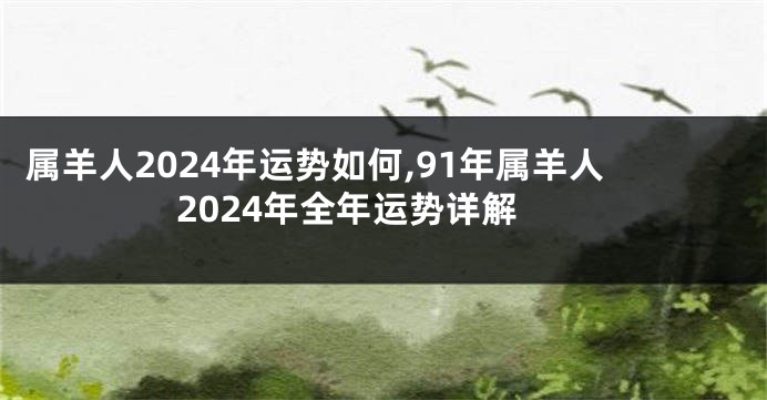 属羊人2024年运势如何,91年属羊人2024年全年运势详解