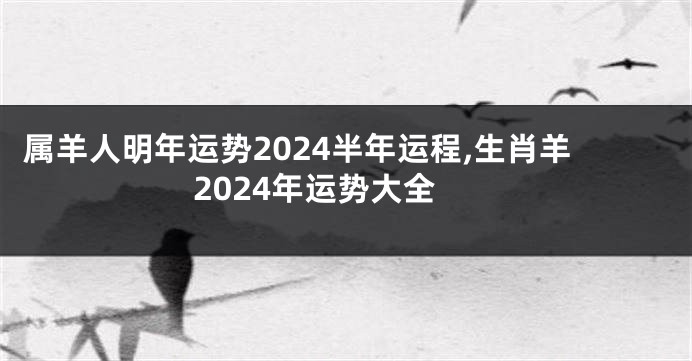 属羊人明年运势2024半年运程,生肖羊2024年运势大全