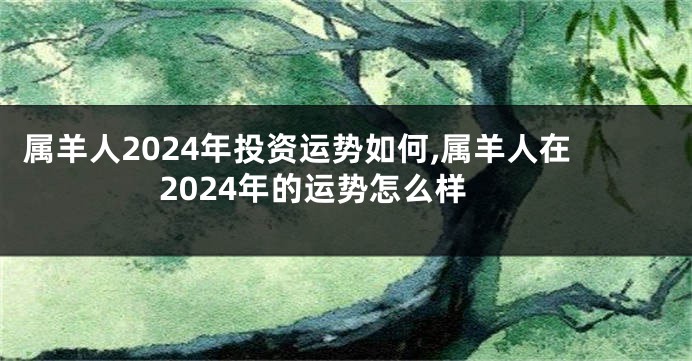 属羊人2024年投资运势如何,属羊人在2024年的运势怎么样