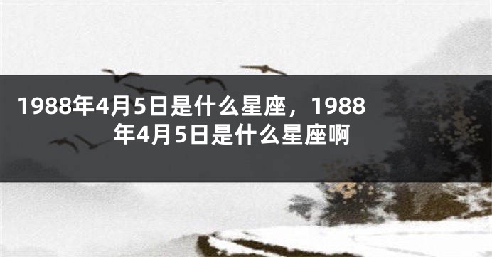 1988年4月5日是什么星座，1988年4月5日是什么星座啊