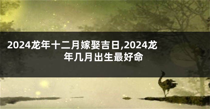 2024龙年十二月嫁娶吉日,2024龙年几月出生最好命