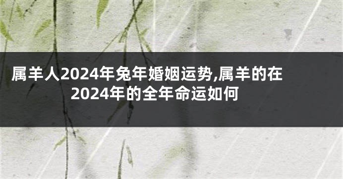 属羊人2024年兔年婚姻运势,属羊的在2024年的全年命运如何