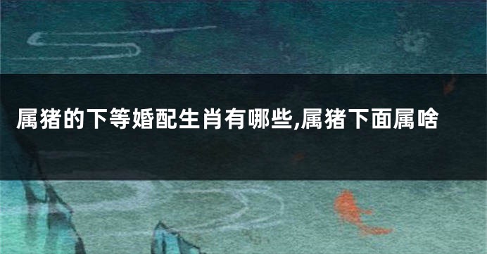 属猪的下等婚配生肖有哪些,属猪下面属啥