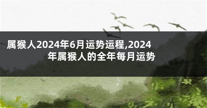 属猴人2024年6月运势运程,2024年属猴人的全年每月运势