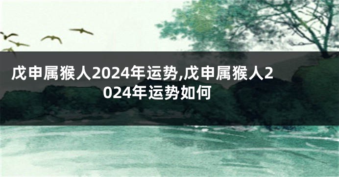 戊申属猴人2024年运势,戊申属猴人2024年运势如何