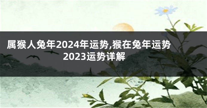 属猴人兔年2024年运势,猴在兔年运势2023运势详解