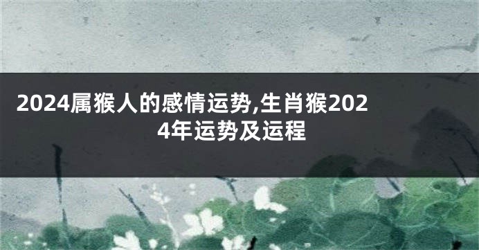 2024属猴人的感情运势,生肖猴2024年运势及运程