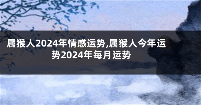 属猴人2024年情感运势,属猴人今年运势2024年每月运势