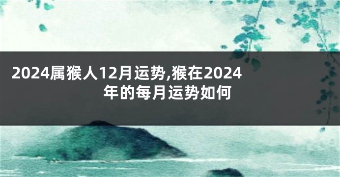 2024属猴人12月运势,猴在2024年的每月运势如何