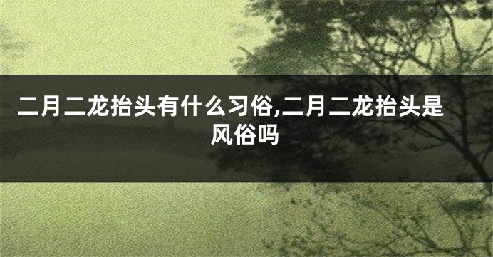 二月二龙抬头有什么习俗,二月二龙抬头是风俗吗