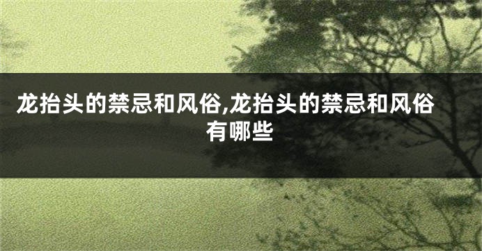 龙抬头的禁忌和风俗,龙抬头的禁忌和风俗有哪些