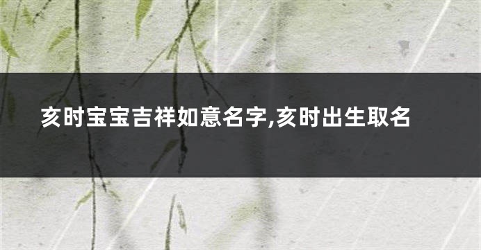 亥时宝宝吉祥如意名字,亥时出生取名