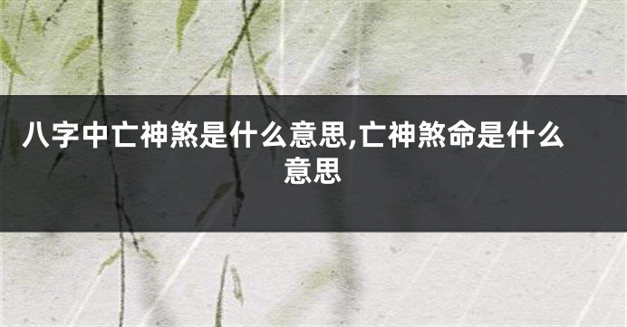 八字中亡神煞是什么意思,亡神煞命是什么意思