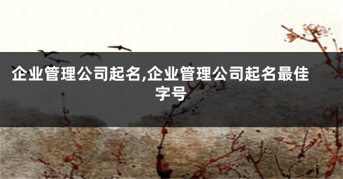 企业管理公司起名,企业管理公司起名最佳字号