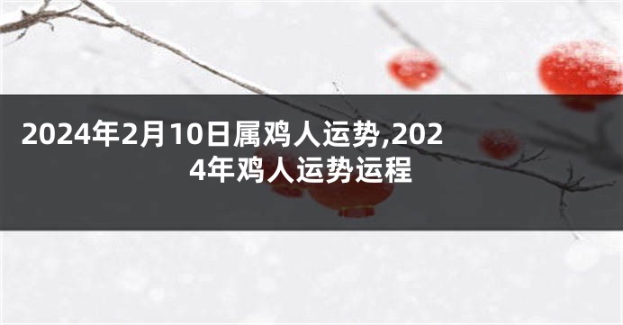 2024年2月10日属鸡人运势,2024年鸡人运势运程