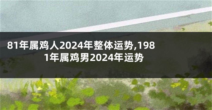 81年属鸡人2024年整体运势,1981年属鸡男2024年运势