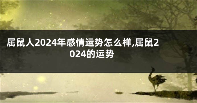 属鼠人2024年感情运势怎么样,属鼠2024的运势