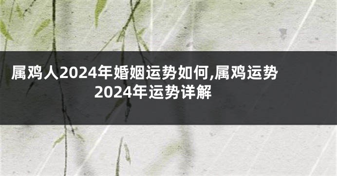 属鸡人2024年婚姻运势如何,属鸡运势2024年运势详解