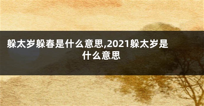 躲太岁躲春是什么意思,2021躲太岁是什么意思