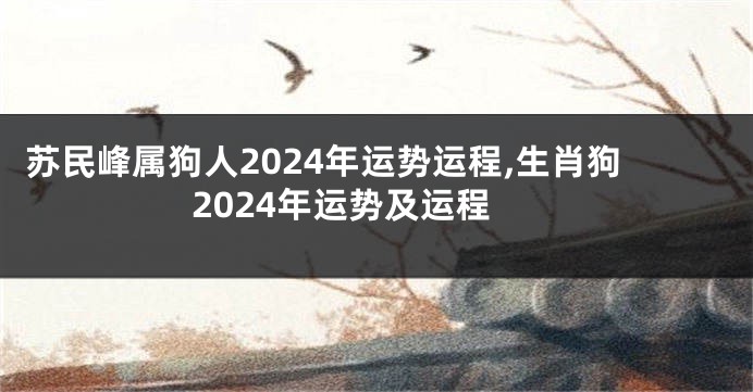 苏民峰属狗人2024年运势运程,生肖狗2024年运势及运程