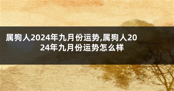 属狗人2024年九月份运势,属狗人2024年九月份运势怎么样