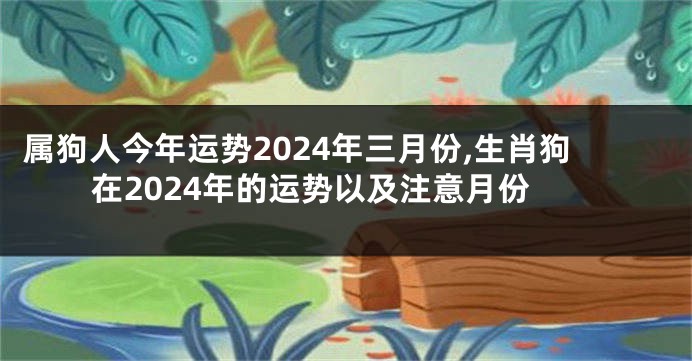 属狗人今年运势2024年三月份,生肖狗在2024年的运势以及注意月份