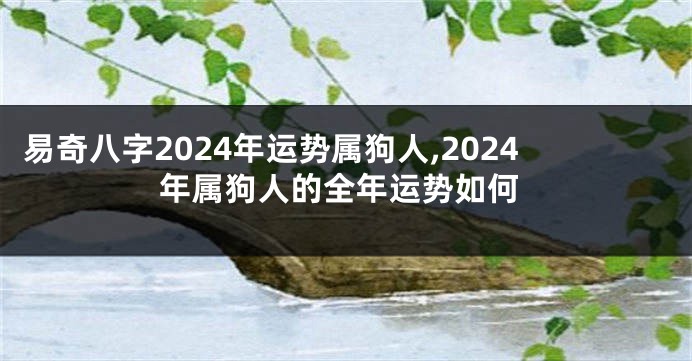 易奇八字2024年运势属狗人,2024年属狗人的全年运势如何