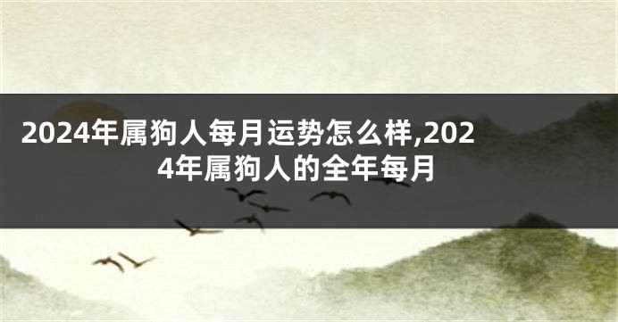 2024年属狗人每月运势怎么样,2024年属狗人的全年每月