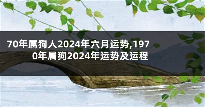 70年属狗人2024年六月运势,1970年属狗2024年运势及运程