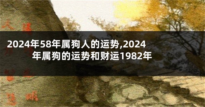 2024年58年属狗人的运势,2024年属狗的运势和财运1982年