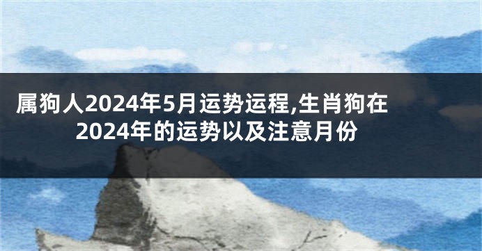 属狗人2024年5月运势运程,生肖狗在2024年的运势以及注意月份