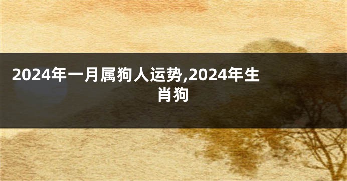 2024年一月属狗人运势,2024年生肖狗