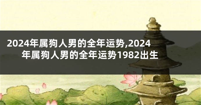 2024年属狗人男的全年运势,2024年属狗人男的全年运势1982出生