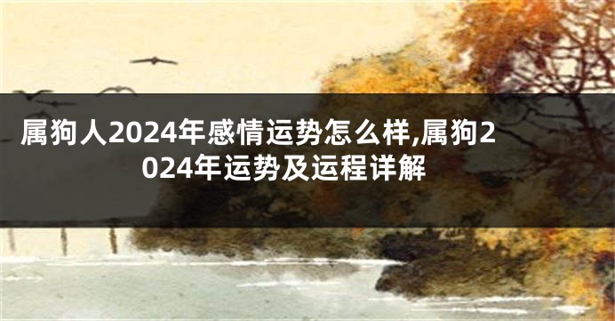 属狗人2024年感情运势怎么样,属狗2024年运势及运程详解