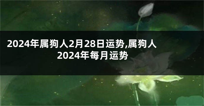 2024年属狗人2月28日运势,属狗人2024年每月运势